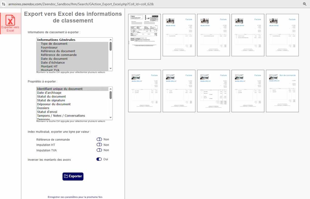Export vers Excel d’une liste de documents dans Zeendoc