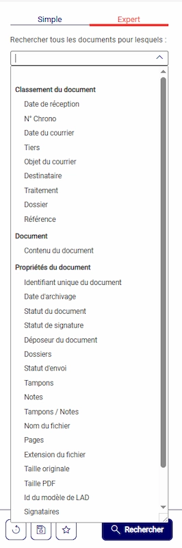 Capture de Zeendoc, la recherche avancée par critères