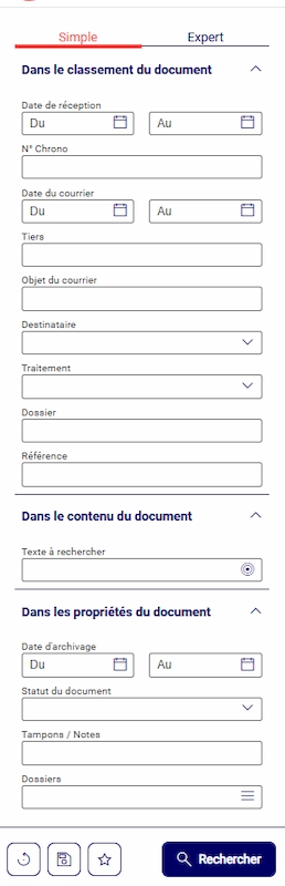 Capture de Zeendoc, la recherche simple par mot-clé